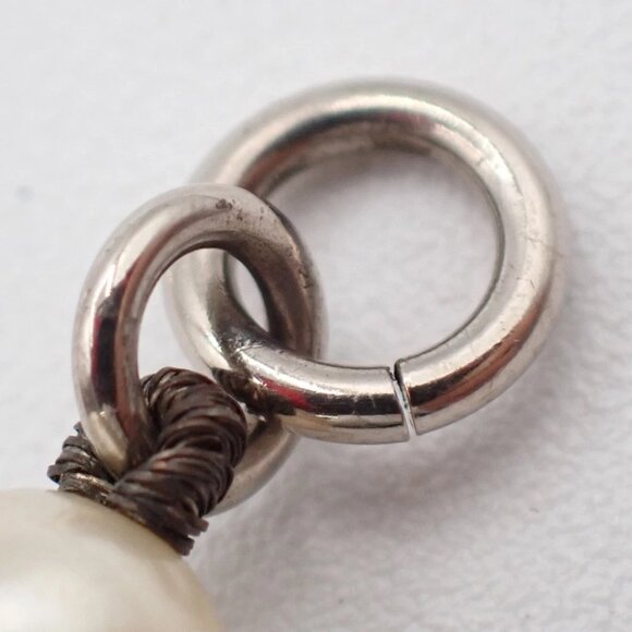 CHANEL CC Logo Imitation Pearl Chain Necklace A12 W White SHW - Picture 6 of 14